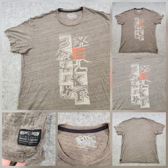 Fox Racing Shirt Mens XL Brown Graphic Logo Tee Created To Destroy Moto BMX - Picture 1 of 13